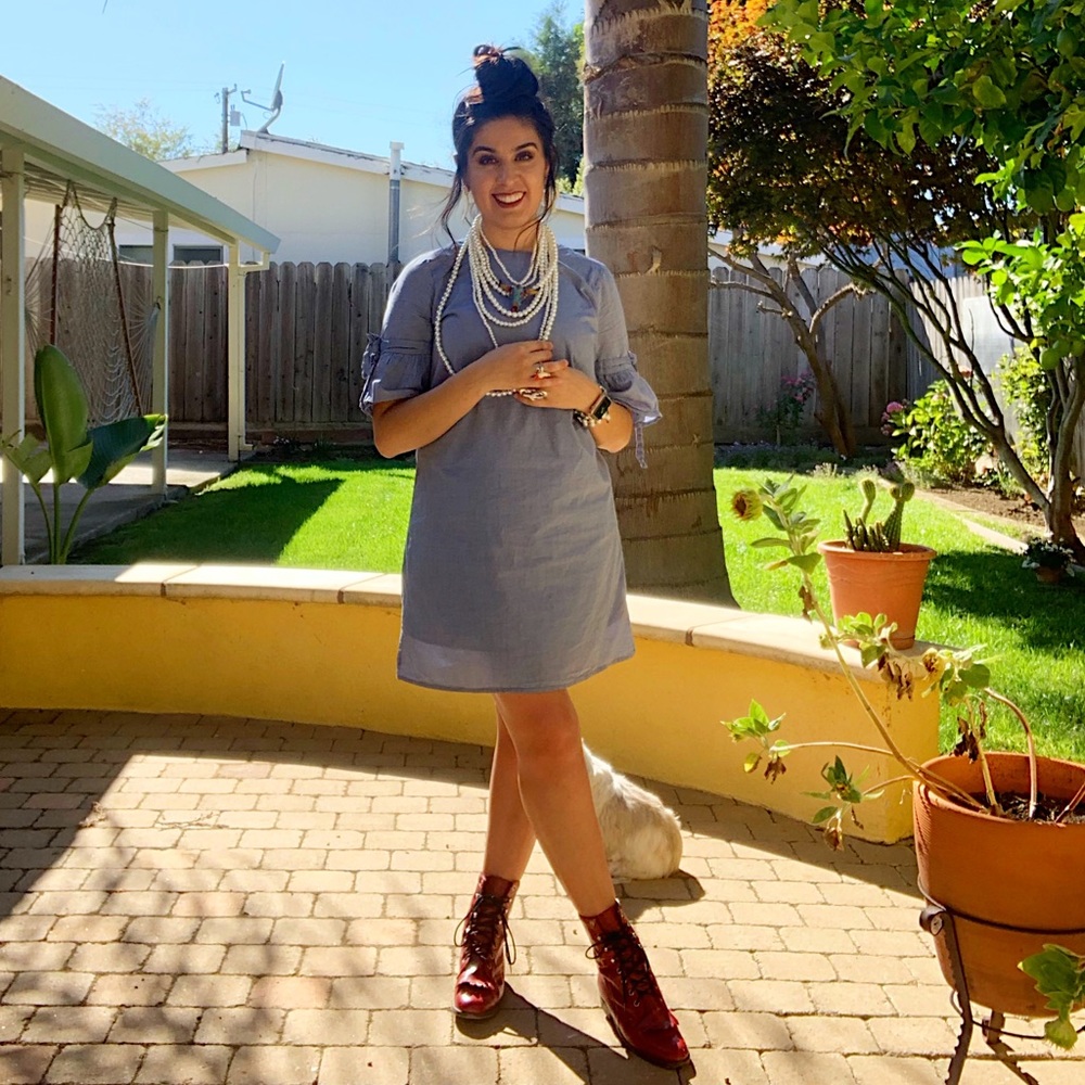 Light blue sleeve dress